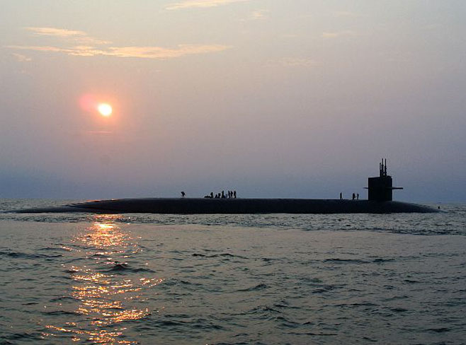 Ohio class submarine at sunste